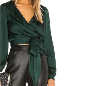 Lulus XL wrap Kelly top in forest green with tags